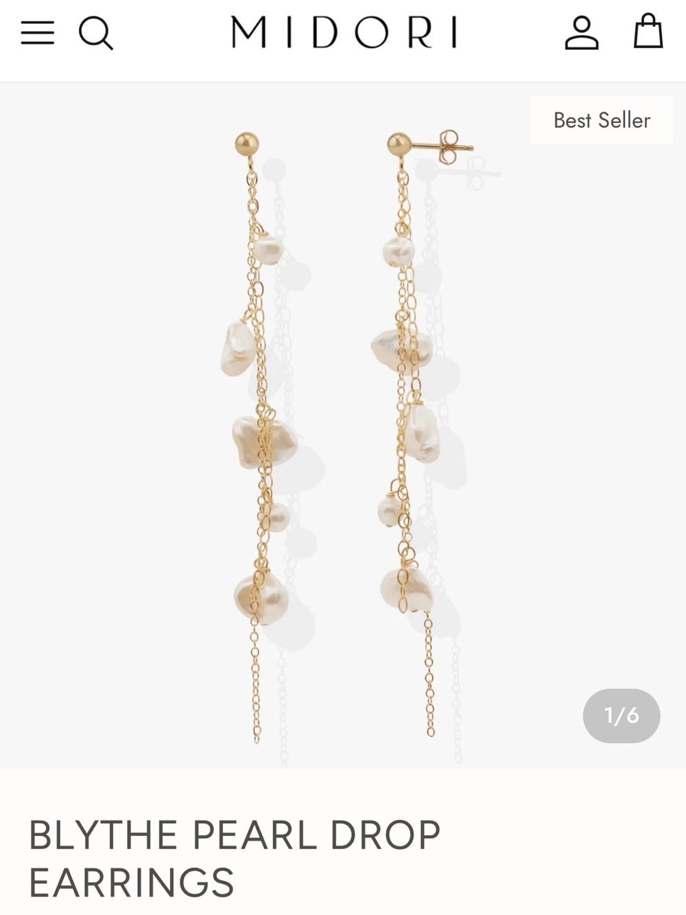 Midori Blythe Pearl Drop Earrings - Gold with Pearl